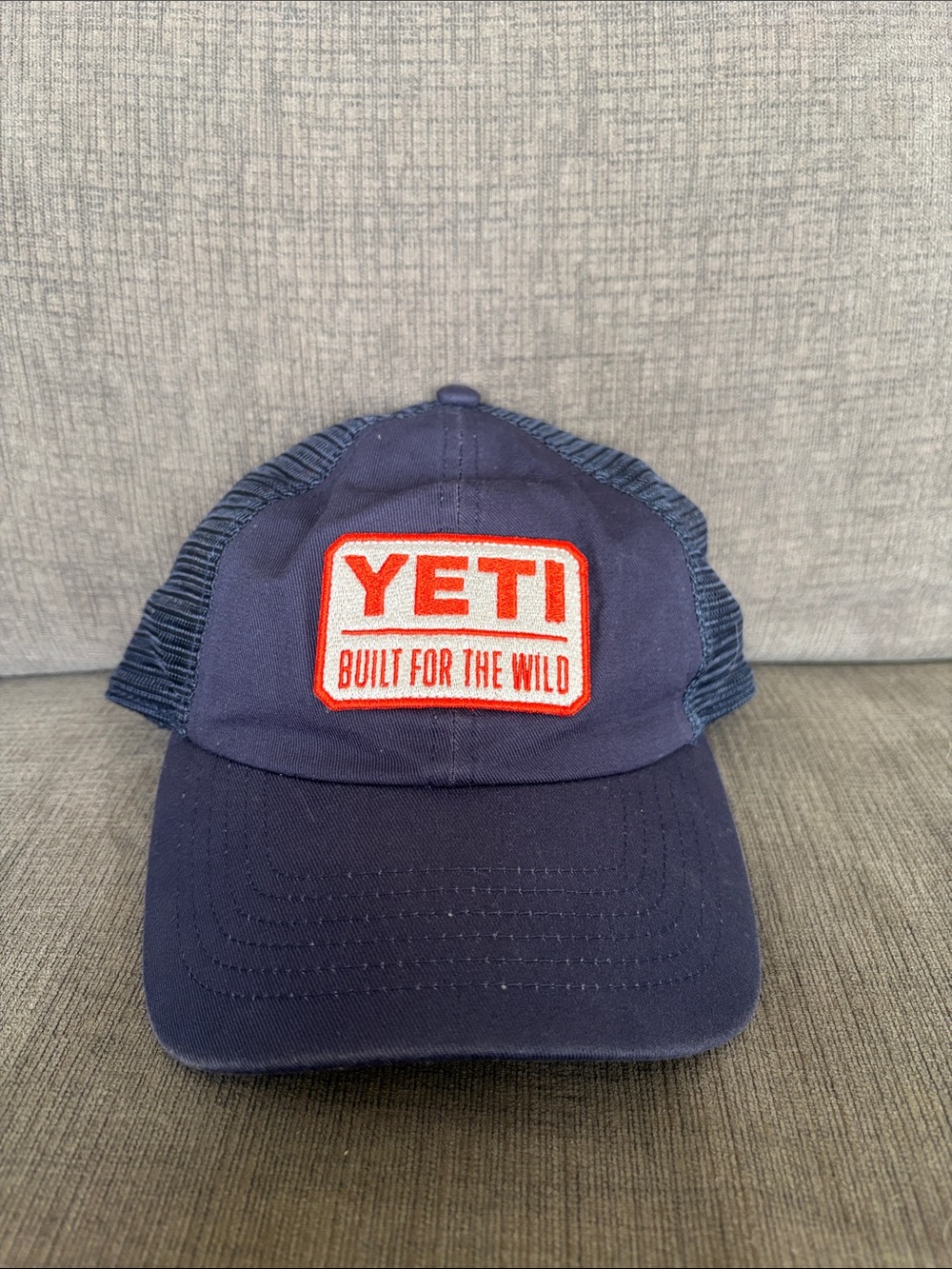 Yeti Navy Blue Trucker Hat with Red Patch